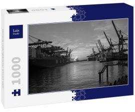 Lais Puzzle - Hamburg Landungsbrücken schwarz weiß - 1.000 Teile