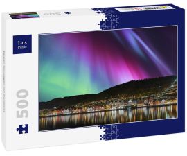 Lais Puzzle - Bergen Norwegen mit Nordlicht - 500 Teile