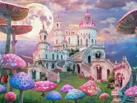 Lais Puzzle - Fantasie, Landschaft mit Pilzen und Schloss, Alice im Wunderland - 500 & 1.000 Teile
