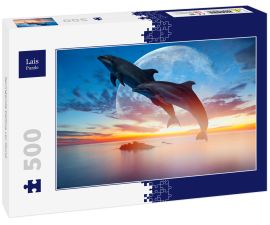 Lais Puzzle - Springende Delfine vor Mond - 500 Teile