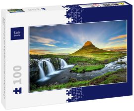 Lais Puzzle - Sonnenuntergang über Kirkjufellsfoss Wasserfall und Kirkjufell Berg in Island - 100 Teile