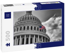 Lais Puzzle - US Flagge vor Kapitol in schwarz weiß, Washington D.C., USA - 500 Teile