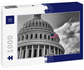 Lais Puzzle - US Flagge vor Kapitol in schwarz weiß, Washington D.C., USA - 1.000 Teile