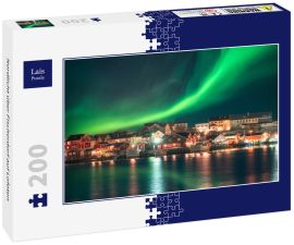 Lais Puzzle - Nordlicht über Fischerdorf auf Lofoten - 200 Teile