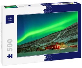 Lais Puzzle - Nordlicht über Dorf in Norwegen - 500 Teile
