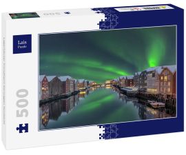 Lais Puzzle - Lagerhäuser Trondheim Norwegen Nordlicht - 500 Teile
