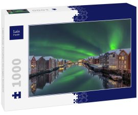 Lais Puzzle - Lagerhäuser Trondheim Norwegen Nordlicht - 1.000 Teile