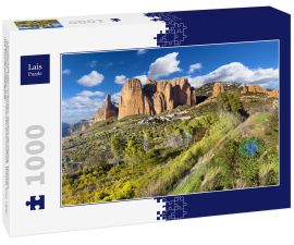 Lais Puzzle - Landschaft der Pyrenäen. Mallos de Riglos, Spanien, Aragonien. Reise- und Abenteuerlandschaft. Wälder und Täler mit Sonnenuntergang. - 1.000 Teile