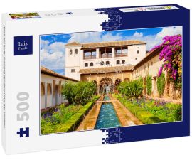 Lais Puzzle - Blick auf einen Brunnen auf dem Platz der Heiligen Alhambra de Granada. Brunnen und Gärten - 500 Teile