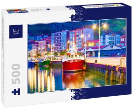 Lais Puzzle - Fischerdorf, Asturien, Spanien. Hafen mit Booten und Häusern in Ribadesella - 500 Teile