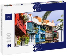 Lais Puzzle - Traditionelle Kolonialarchitektur der Kanarischen Inseln. Hauptstadt von La Palma - Santa Cruz mit bunten Balkonen - 100 Teile