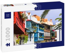 Lais Puzzle - Traditionelle Kolonialarchitektur der Kanarischen Inseln. Hauptstadt von La Palma - Santa Cruz mit bunten Balkonen - 1.000 Teile