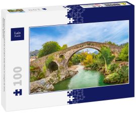 Lais Puzzle - Römische Buckelbrücke auf dem Sella-Fluss in Cangas de Onis, Asturien, Spanien - 100 Teile