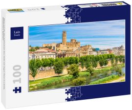 Lais Puzzle - Blick auf die alte Kathedrale Seu Vella mit Segre Fluss in Lleida, Katalonien, Spanien - 100 Teile