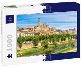 Lais Puzzle - Blick auf die alte Kathedrale Seu Vella mit Segre Fluss in Lleida, Katalonien, Spanien - 1.000 Teile