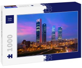 Lais Puzzle - Skyline des Finanzviertels Madrid Four Towers in der Dämmerung in Madrid, Spanien - 1.000 Teile