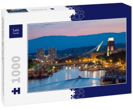 Lais Puzzle - Pescara (Italien) - Der Blick in der Abenddämmerung von der monumentalen Brücke Ponte del Mare im Kanal und Hafen der Stadt Pescara, Region Abruzzen. - 1.000 Teile