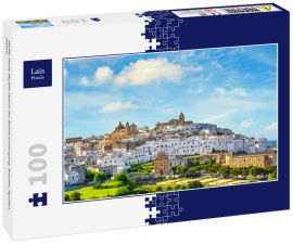 Lais Puzzle - Weiße Stadt-Skyline Ostuni bei Sonnenuntergang, Brindisi, Apulien, Italien. - 100 Teile