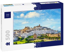 Lais Puzzle - Weiße Stadt-Skyline Ostuni bei Sonnenuntergang, Brindisi, Apulien, Italien. - 500 Teile