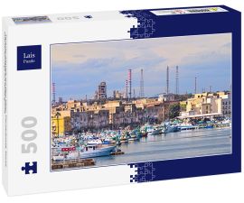 Lais Puzzle - Taranto-Altstadt auf dem Meer, Fischerboote, Docks, Industrieanlage auf Hintergrund - 500 Teile