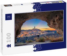 Lais Puzzle - Matera, Italien. Stadtbildbild der mittelalterlichen Stadt Matera, Italien während des schönen Sonnenuntergangs - 100 Teile
