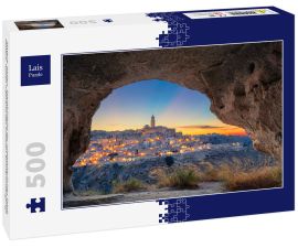 Lais Puzzle - Matera, Italien. Stadtbildbild der mittelalterlichen Stadt Matera, Italien während des schönen Sonnenuntergangs - 500 Teile