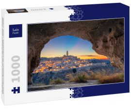 Lais Puzzle - Matera, Italien. Stadtbildbild der mittelalterlichen Stadt Matera, Italien während des schönen Sonnenuntergangs - 1.000 Teile
