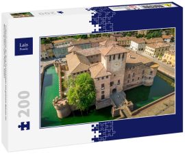 Lais Puzzle - Luftaufnahme der Burg Fontanellato mit grünem Wasser im Wassergraben nahe Parma, Italien - 200 Teile