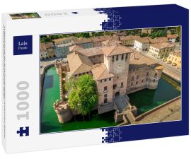 Lais Puzzle - Luftaufnahme der Burg Fontanellato mit grünem Wasser im Wassergraben nahe Parma, Italien - 1.000 Teile