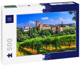 Lais Puzzle - Romantische Weinstraße mit mittelalterlichen Schlössern in Italien. Region Emilia Romagna, Dorf Levizzano - 500 Teile