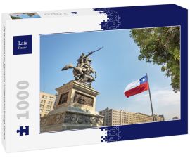 Lais Puzzle - Generalstatue von Bernardo O'Higgins am Bulnes Square und chilenische Flagge von Bicentenario - Santiago, Chile - 1.000 Teile