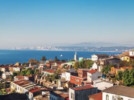 Lais Puzzle - Luftaufnahme von Valparaiso und Las Carmelitas Kirchturm vom Mirador Camogli Aussichtspunkt - Valparaiso, Chile - 500 & 1.000 Teile