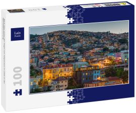 Lais Puzzle - Blick über einen der Hügel von Valparaiso in Chile in der Abenddämmerung - 100 Teile