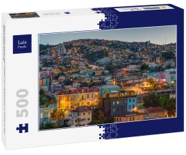 Lais Puzzle - Blick über einen der Hügel von Valparaiso in Chile in der Abenddämmerung - 500 Teile