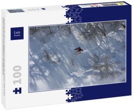 Lais Puzzle - Snowboarder fährt im Skigebiet in Nevados De Chilean, Chile in den Anden, durch das schneebedeckte Gebirgsgelände - 100 Teile