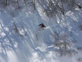 Lais Puzzle - Snowboarder fährt im Skigebiet in Nevados De Chilean, Chile in den Anden, durch das schneebedeckte Gebirgsgelände - 500 & 1.000 Teile