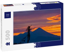 Lais Puzzle - Zoomaufnahme der schönen Sonnenaufgangsfarben am Ufer des Llanquihue-Sees mit dem unverwechselbaren Vulkan Osorno im Hintergrund - 500 Teile