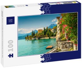 Lais Puzzle - Oleander Blumen und Villa Monastero im Hintergrund, Comer See, Varenna - 100 Teile