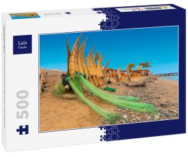 Lais Puzzle - Pimentstrand mit traditionellen Booten und Netzen, Chiclayo, Peru - 500 Teile