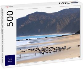 Lais Puzzle - Möwen rasten auf dem Sand am Strand von Cabo Blanco im Norden Perus - 500 Teile