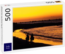 Lais Puzzle - Menschen zu Pferd bei Sonnenuntergang am Strand von Máncora, Perú - 500 Teile