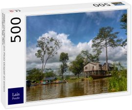 Lais Puzzle - Flöße und Häuser am Fluss Ucayali an einem sonnigen Tag, Peru - 500 Teile