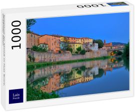 Lais Puzzle - Spiegelung der Altstadt im Fluss Tevere, Umbertide, Italien - 1.000 Teile