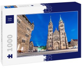 Lais Puzzle - Klassische Nachtansicht in Nürnberg auf das beleuchtete Gebäude der Lorenzkirche St. Lorenz - 1.000 Teile
