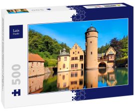 Lais Puzzle - Mittelalterliches Schloss Mespelbrunn in Bayern, Deutschland mit Spättagsreflexionen im Burggraben - 500 Teile