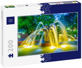 Lais Puzzle - Nachtansicht des Gauklerbrunnens im Stadtpark in Dortmund, Deutschland - 200 Teile