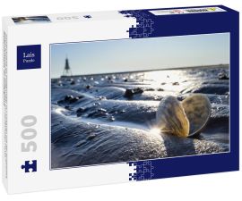 Lais Puzzle - Sandschneise im Wattenmeer in Cuxhaven mit der Kugelbake, einem historischen Hilfsmittel am nördlichsten Punkt Niedersachsens, im Hintergrund - 500 Teile