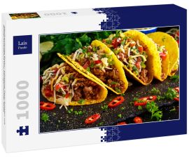 Lais Puzzle - Mexikanisches Essen - köstliche Taco-Schalen mit Rinderhackfleisch und hausgemachter Salsa - 1.000 Teile