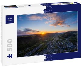 Lais Puzzle - schöne Luftaufnahme der Landschaft bei Sonnenuntergang (Südwales Abertillery) - 500 Teile