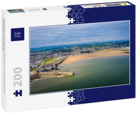 Lais Puzzle - Luftaufnahme des Strandes und Hafens von Porthcawl und des Jahrmarktes in Südwales UK - 200 Teile